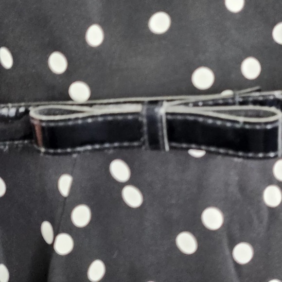 White House Black Market Polka Dot Dress Size 2 Belted Silk Black White Flounce - Picture 6 of 10